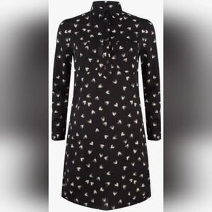 ESQUALO black long sleeve dress with white hearts and gold accent 4